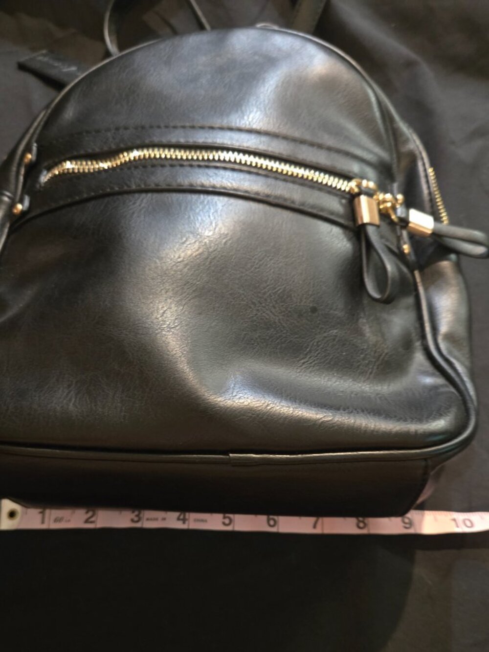 Sole Society Black Mini Backpack Gold Hardware Leopard Lining - Picture 7 of 8